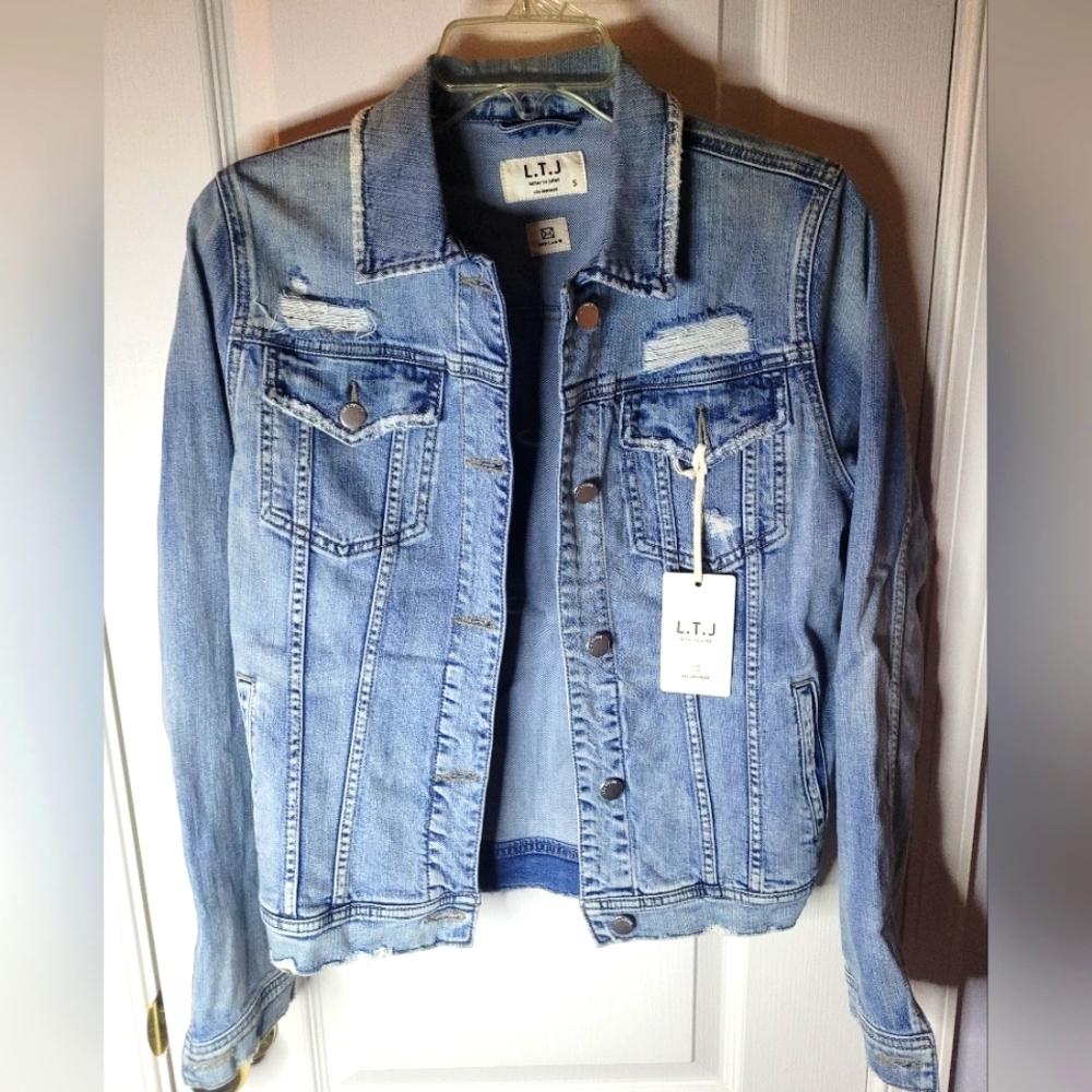 LTJ Distressed Denim Jacket. NWT